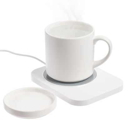 Кружка с подогревом и беспроводной зарядкой dualBase plus, белая Кружка с подогревом и беспроводной зарядкой dualBase plus, белая