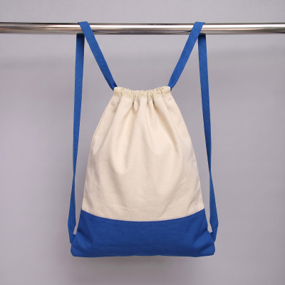 Рюкзак-мешок Cotton из хлопка 170 г, натуральный/синий