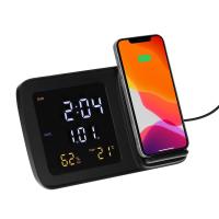 Станция беспроводной зарядки с часами и календарем и подсветкой логотипа Novem Станция беспроводной зарядки с часами и календарем и подсветкой логотипа Novem