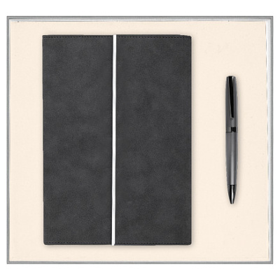 Набор подарочный Solution Prestige Duo, (Ежедневник в суперобложке Country Galaxy Nuba A5+, Ручка шариковая матовая Prime), серый