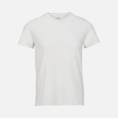 Футболка унисекс Regent с V-образным вырезом, молочно-белая, размер XS