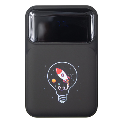 Внешний аккумулятор (powerbank) «Lumen» Print Sample, софт тач, 10 000 mAH, с тремя зарядными шнурами, 22,5W super fast charge, Power Delivery (PD) 20W (dfnn), QC3.0, черный
