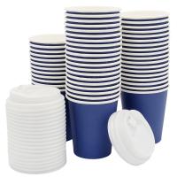 Набор бумажных стаканов с крышкой 8 унций (240 мл), 50 шт