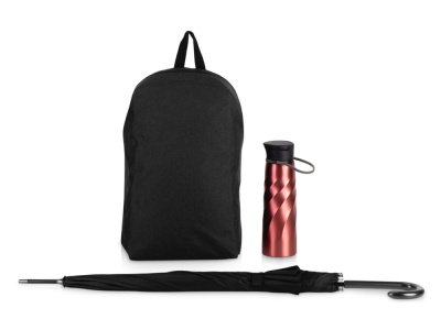 Подарочный набор с бутылкой для воды, зонтом и рюкзаком  Water element , красный Подарочный набор с бутылкой для воды, зонтом и рюкзаком  Water element , красный