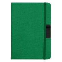 Блокнот А5 Hobard, в твердой тканевой обложке c резинкой в линейку, зеленый