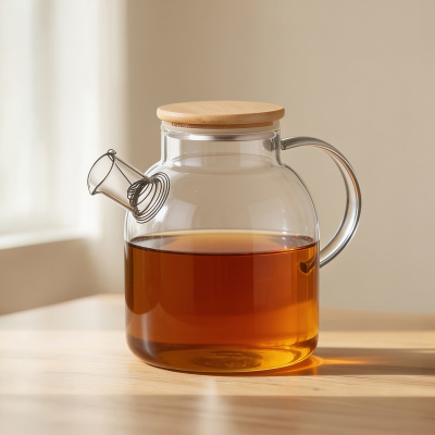 Стеклянный чайник с бамбуковой крышкой Sencha M