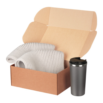 Подарочный набор Форгес (Forges), серый (шарф, термокружка)