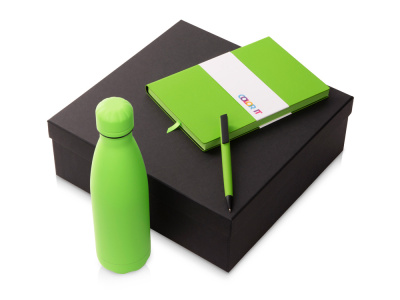 Подарочный набор c блокнотом C1, ручкой и термобутылкой, зеленое яблоко Подарочный набор c блокнотом C1, ручкой и термобутылкой, зеленое яблоко