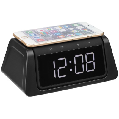 Настольный стерилизатор с беспроводной зарядкой и часами UV Depot, черный Настольный стерилизатор с беспроводной зарядкой и часами UV Depot, черный