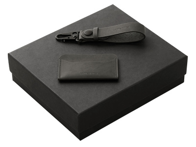 Подарочный набор Long River: картхолдер, ремешок для ключей, черная коробка