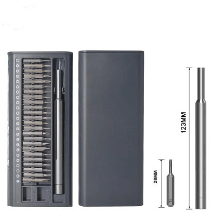 Отвертка с набором из 26 насадок Tools Workhard, темно-серая, в пластиковом футляре