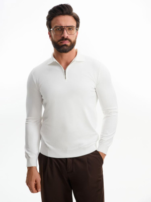 Рубашка поло мужская с длинным рукавом Terrazzo, белая, размер 2XL/3XL