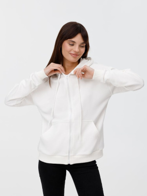 Толстовка унисекс оверсайз на молнии Zippy Terry, белая, размер XS/S