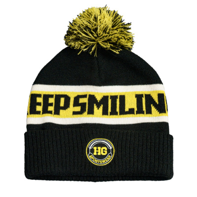 Образец вязанная шапка с помпоном и отворотом, двойная, 100% аркил