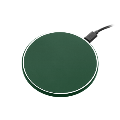 Беспроводное зарядное устройство с подсветкой 15W Auris, зеленое Беспроводное зарядное устройство с подсветкой 15W Auris, зеленое