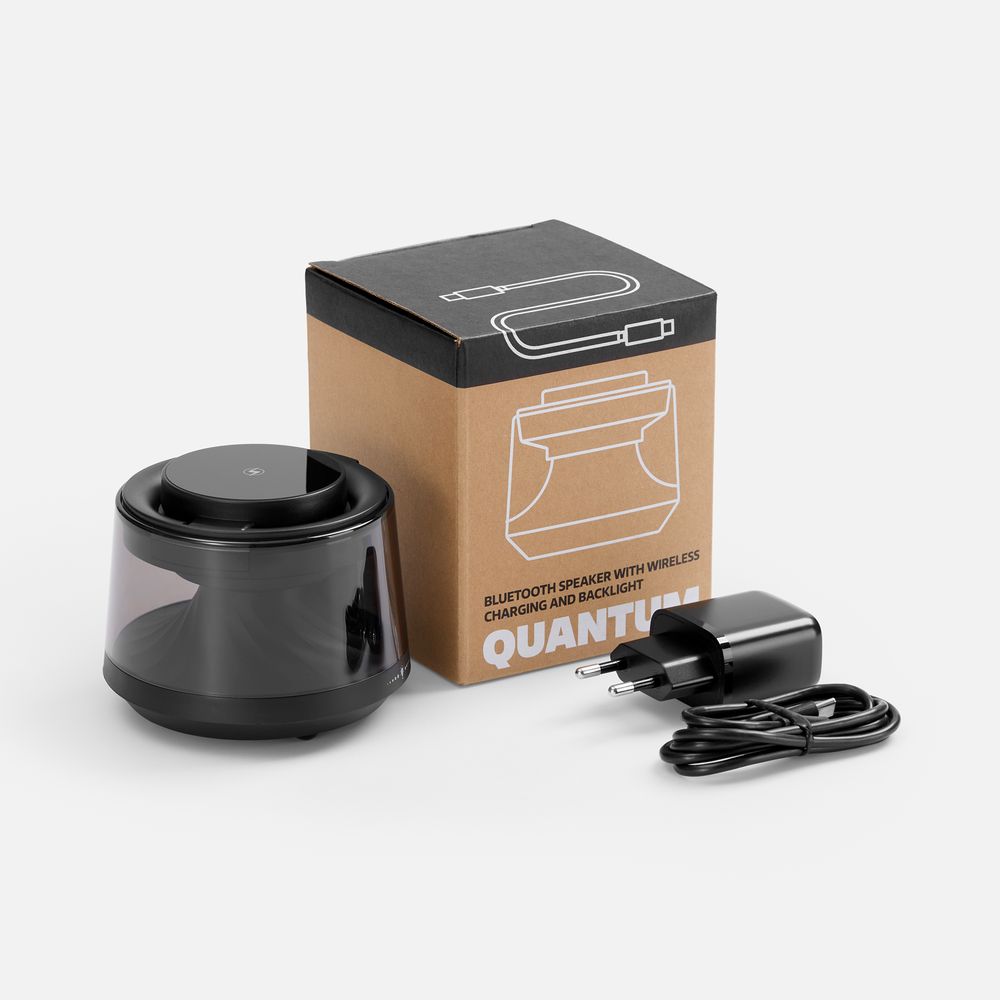 Bluetooth-колонка с подсветкой и беспроводной зарядкой Quantium Bluetooth-колонка с подсветкой и беспроводной зарядкой Quantium