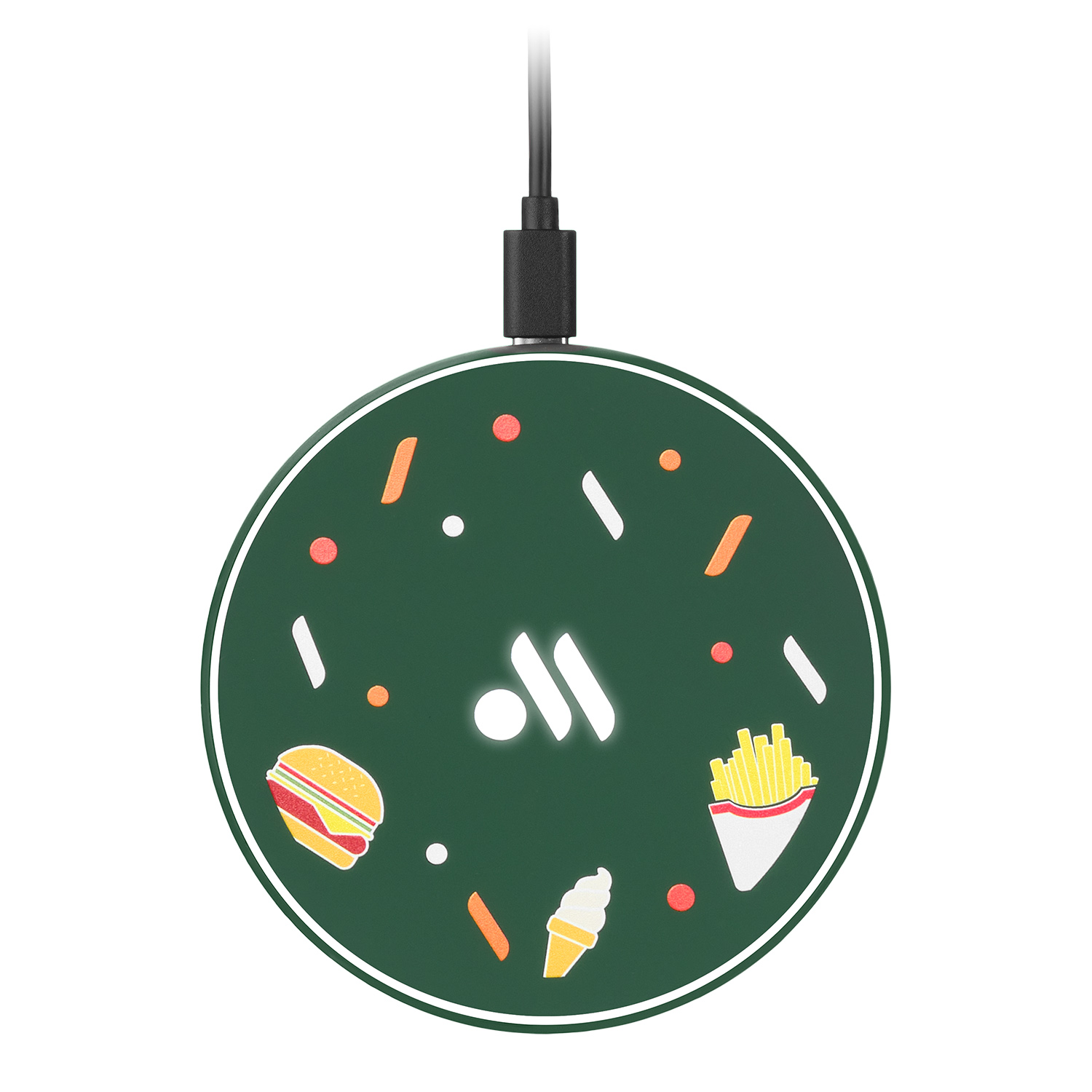 Беспроводное зарядное устройство с подсветкой 15W Auris, черное Беспроводное зарядное устройство с подсветкой 15W Auris, черное