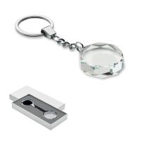 Glass round award key ring
