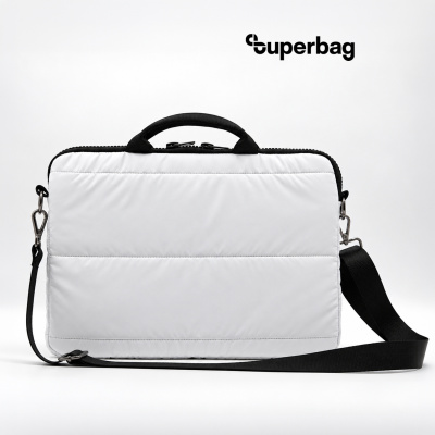 Сумка для ноутбука Superbag Bubble, стёганая, на молнии, с регулируемой лямкой (белый)