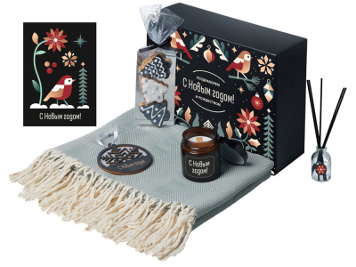 Подарочный набор с пледом, свечой и диффузором