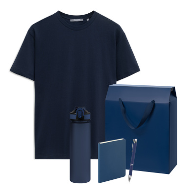 Набор с одеждой KRIS (футболка, термокружка, блокнот, ручка), черный, S