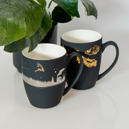 Кружка "Sweet" зеркало серебро с прорезиненным покрытием, 350 мл, фарфор