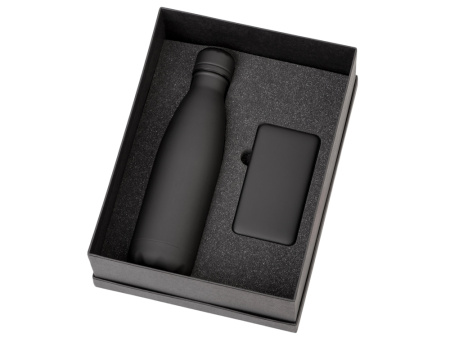 Подарочный набор с термобутылкой и повербанком С2, черный