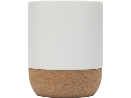 Billie керамическая кружка объемом 300 мл с пробковыми деталями и матовой отделкой, белый