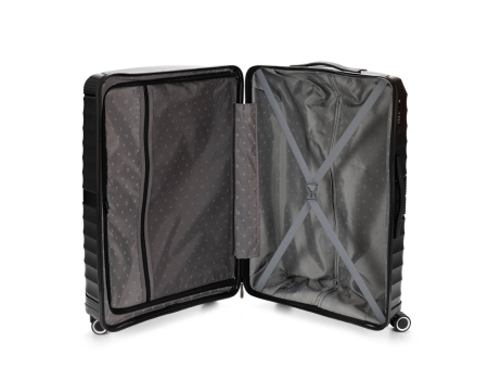 Чемодан TORBER НЕВО, чёрный, полипропилен, 49 х 28 х 76 см, 95 л