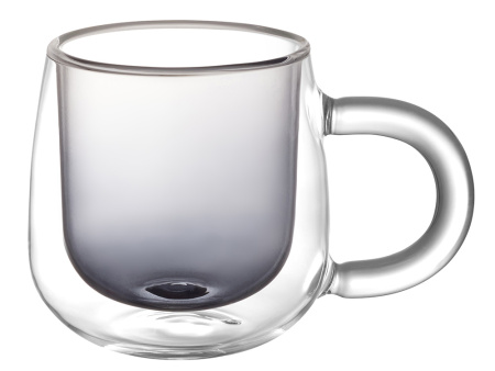 Кружка с двойными стенками с широкой ручкой и градиентным покрытием Fog, черный