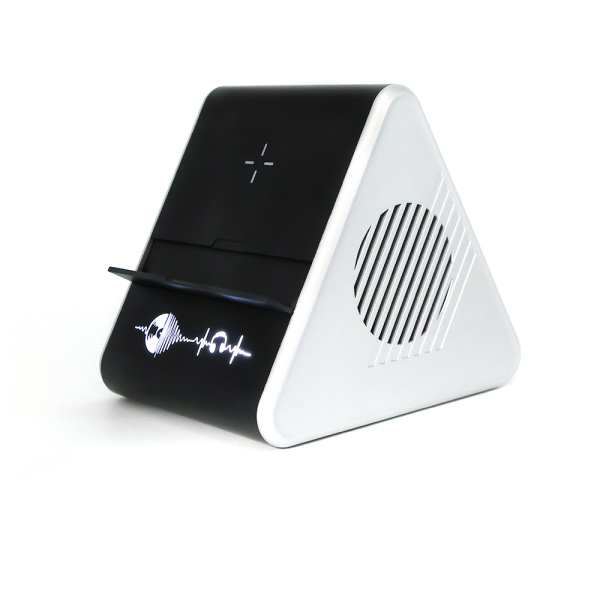 Колонка Dorn с беспроводной зарядкой и подсветкой гравировки, черный