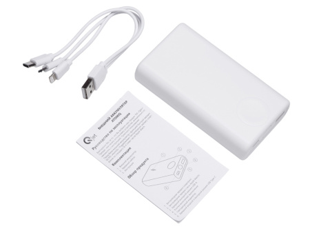 Внешний беспроводной аккумулятор 2-в-1 с функцией зарядки Apple Watch, QC/PD AtomIQ, 10000 мАч, белый