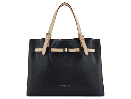 Сумка наплечная женская BUGATTI ЭЛЛА | ELLA, черная, полиуретан, 37,5х13,5х28 см