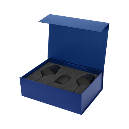 Подарочный набор свеча Enigma + 2 бокала для вина Black Edition в синей коробке