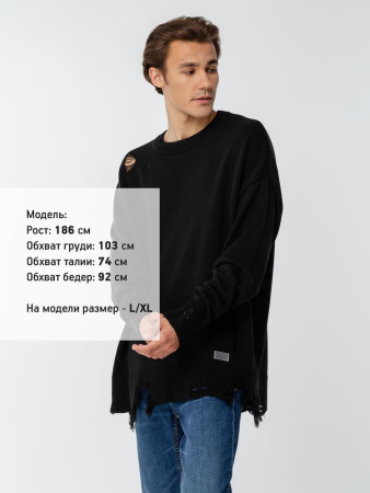 Джемпер оверсайз унисекс Grunge, черный, размер S/M