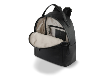 Рюкзак женский BUGATTI БЕЛЛА | BELLA, чёрный, воловья кожа/полиэстер, 24,5х12х27 см