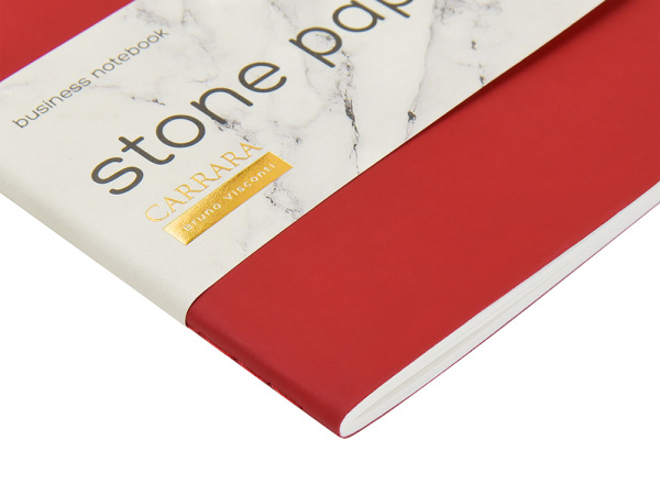 Тетрадь с каменной бумагой А5 Carrara 40 л., линейка, бордовый