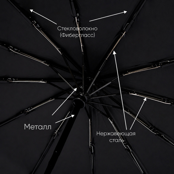 Автоматический противоштормовой зонт Ambra, черный