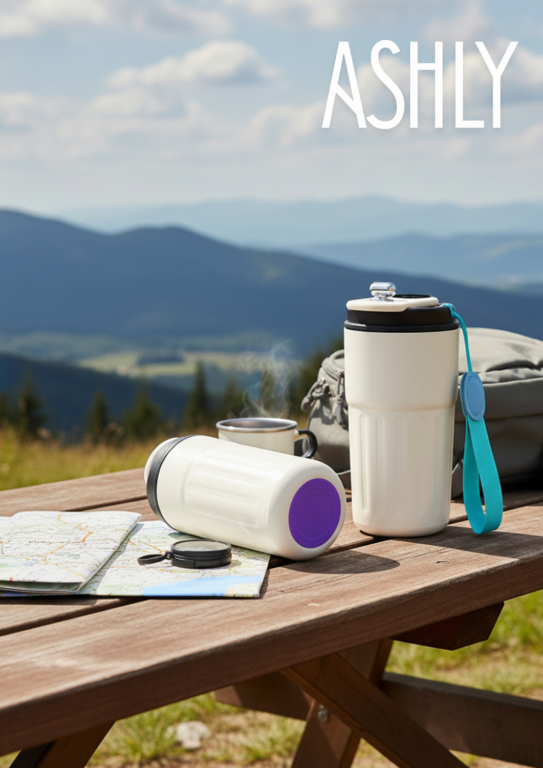 Термокружка Ashly To Go, белая/светло- зелёная/жёлтая