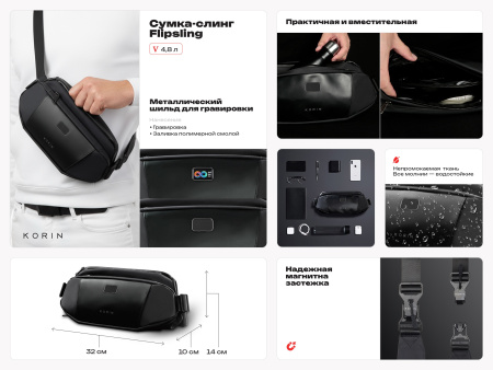 Сумка-слинг Flipsling, черный