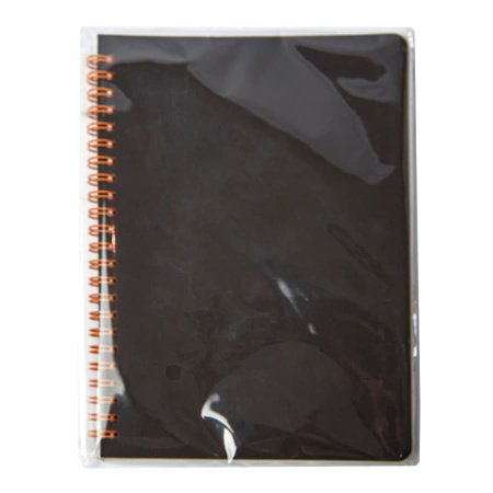 Блокнот на двойной пружине HELIX, 143 х 205 мм, черный с оранжевым, блок в линейку