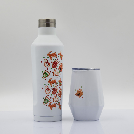 Термобутылка E-shape софт-тач (белый)