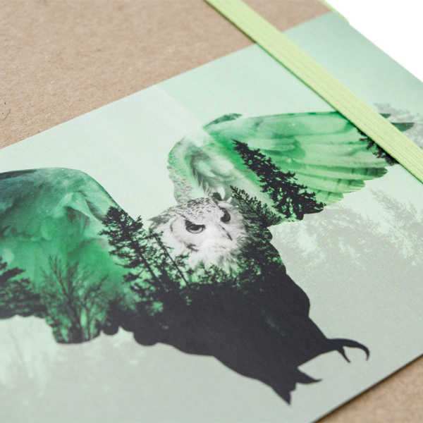 Скетчбук (Сова), 13х21 см, блок 96 стр. без печати. тонир. Бумага на обложку - крафт R1-88804KS