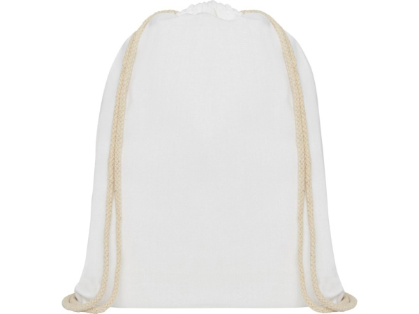 Рюкзак со шнурком Oregon хлопка плотностью 140 г/м2, белый