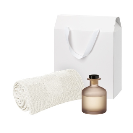 Подарочный набор Мизу (Mizu), Селла (Cella), бежевый (диффузор, плед)