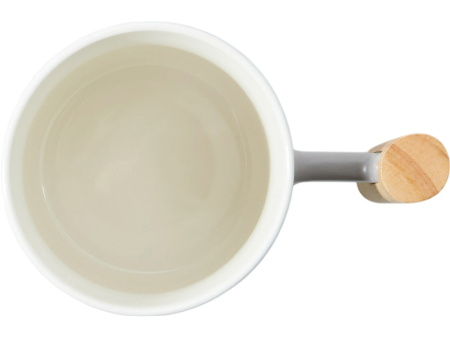 Кружка с ручкой и крышкой из каучукового дерева Jeny, серый