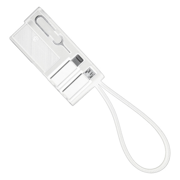 Кабель зарядный выдвижной USB Ultra Link  60W 3-в-1 на Lightning, Micro-USB, Type-C «U50» 2,4 A, Quick Charge в пластиковом футляре, белый