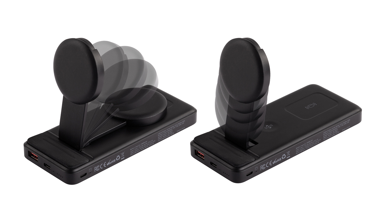 Беспроводная зарядная (20W/15W) станция-пауэрбэнк "Slider" 10000 mAh для смартфонов, наушников, часов, с подвижным зарядным блоком Беспроводная зарядная (20W/15W) станция-пауэрбэнк "Slider" 10000 mAh для смартфонов, наушников, часов, с подвижным зарядным блоком