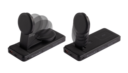 Беспроводная зарядная (20W/15W) станция-пауэрбэнк "Slider" 10000 mAh для смартфонов, наушников, часов, с подвижным зарядным блоком Беспроводная зарядная (20W/15W) станция-пауэрбэнк "Slider" 10000 mAh для смартфонов, наушников, часов, с подвижным зарядным блоком