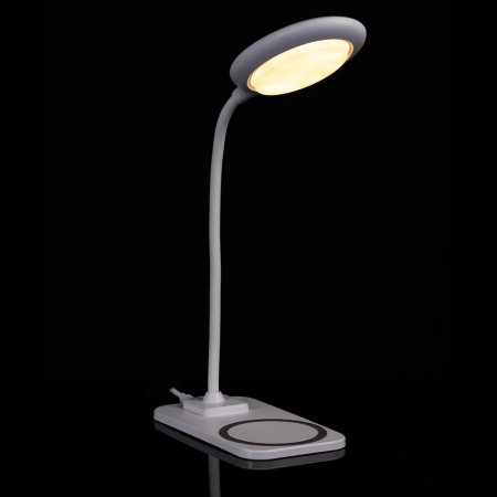 Настольная лампа с беспроводной зарядкой Modicum, белая Настольная лампа с беспроводной зарядкой Modicum, белая